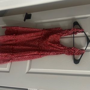 Red and white off shoulder mini dress